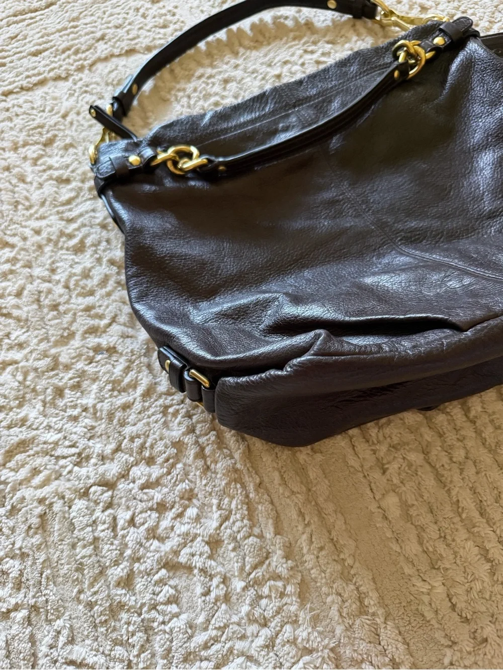Coach Brooke Hobo bag dark brown pebbled leather